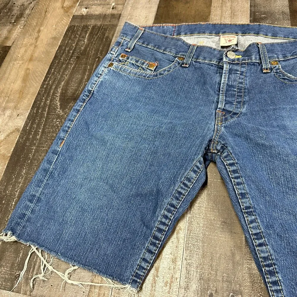 True‎ Religion Jeans Logan Blue Men's short Size 38 - 38x10 Cut Off